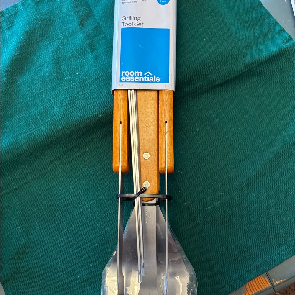 Room Essentials BBQ Tool Set - Silver and Tan